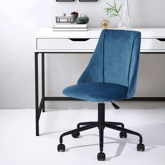 Velvet Upholstered Task Chair/ Home Office Chair - Blue