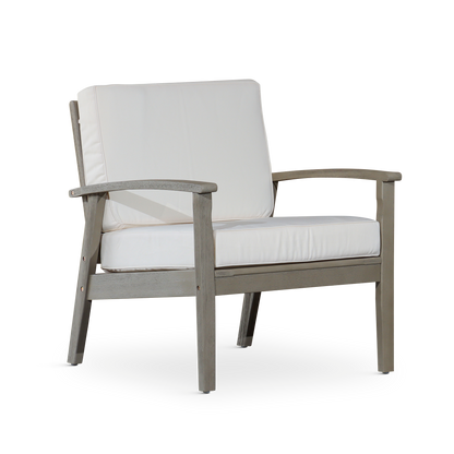 Deep Seat Eucalyptus Chair, Driftwood Gray Finish, Cream Cushions