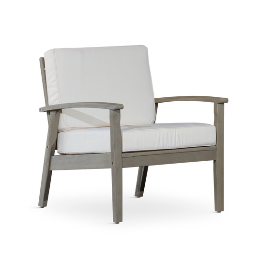 Deep Seat Eucalyptus Chair, Driftwood Gray Finish, Cream Cushions