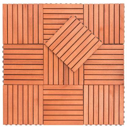 Outdoor Patio 8-Slat Eucalyptus Interlocking Deck Tile (Set of 10 Tiles)