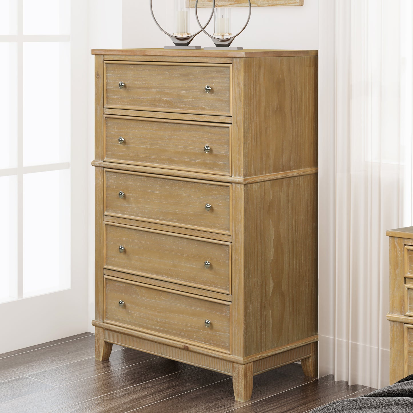 Chic Hazel 5 Drawers Chest Solid Wood