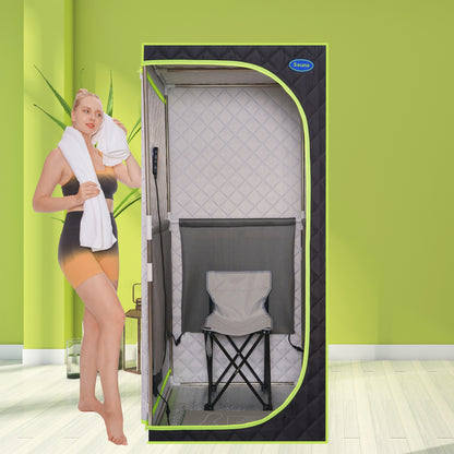 Portable Plus Type Full Size Far Infrared Sauna tent. Spa, Detox ,Therapy and Relaxation at home.Larger Space,Stainless Steel Pipes Connector Easy to Install, with FCC Certification--Black