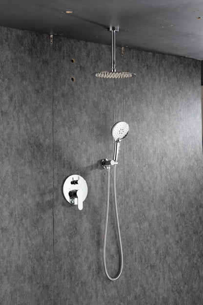 Black Shower System, Ceiling Rainfall Shower Faucet Sets Complete of High Pressure, Rain Shower Head with Handheld, Bathroom 10\\\'\\\' Shower Combo with Rough-in Valve Included