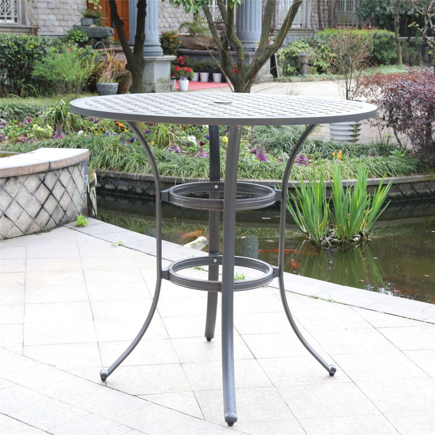 Round Bar Table, Dark Lava Bronze