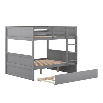 Full Over Full Bunk Bed with Twin Size Trundle, Gray ( old sku: LP000250AAE )