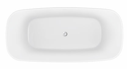 59" 100% Acrylic Freestanding Bathtub，Contemporary Soaking Tub，white inside and gray outside