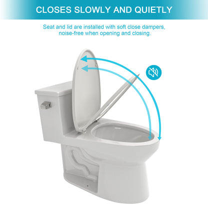 Ceramic One Piece Toilet,Single Flush with Soft Clsoing Seat