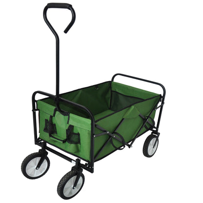 Folding Wagon Garden Shopping Beach Cart (Green)