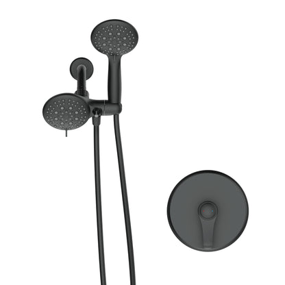 Large Amount of water Multi Function Dual Shower Head - Shower System with 4." Rain Showerhead, 6-Function Hand Shower, Matte Black