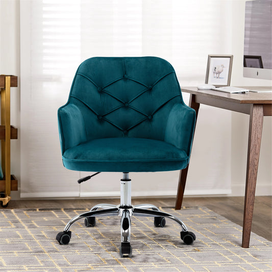 COOLMORE Velvet Swivel Shell Chair for Living Room, Office chair  Modern Leisure Arm Chair LAKE  BLUE