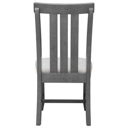 TREXM Set of 2 Fabric Upholstered Dining Chairs with Sliver Nails and Solid Wood Legs (Gray)