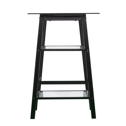 Avery Metal/Glass Sawhorse/A-Frame Writing Desk - Black