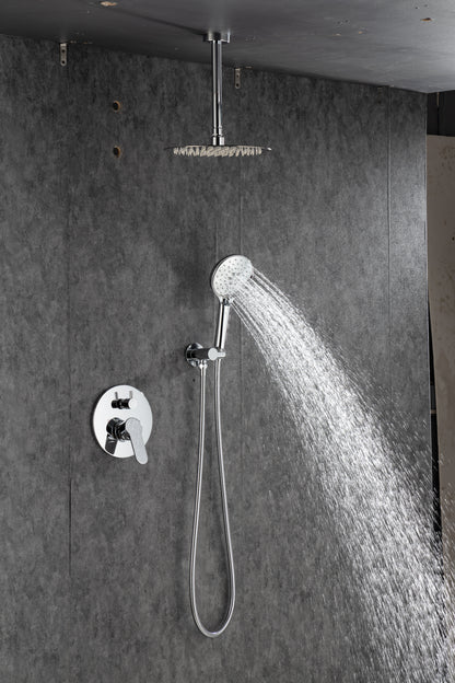 Black Shower System, Ceiling Rainfall Shower Faucet Sets Complete of High Pressure, Rain Shower Head with Handheld, Bathroom 10\\\'\\\' Shower Combo with Rough-in Valve Included