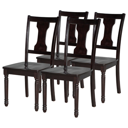 TREXM Classic Dining Set Wooden Table and 4 Chairs with Bench for Kitchen Dining Room, Espresso (Set of 6)