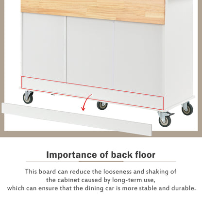 Rolling Mobile Kitchen Island with Solid Wood Top and Locking Wheels，52.7 Inch Width，Storage Cabinet and Drop Leaf Breakfast Bar，Spice Rack, Towel Rack & Drawer （White）