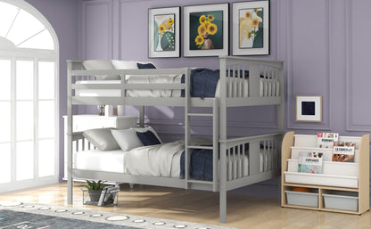 Full over Full Bunk Bed with Ladder for Bedroom, Guest Room Furniture-Gray(OLD SKU :LP000203AAE)