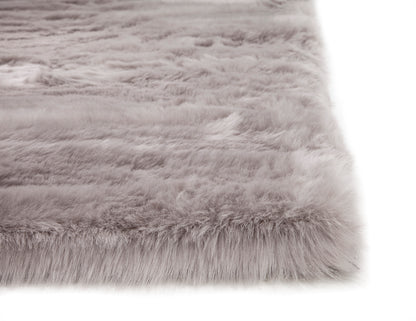 Silver Faux Fur Area Rug 8x10