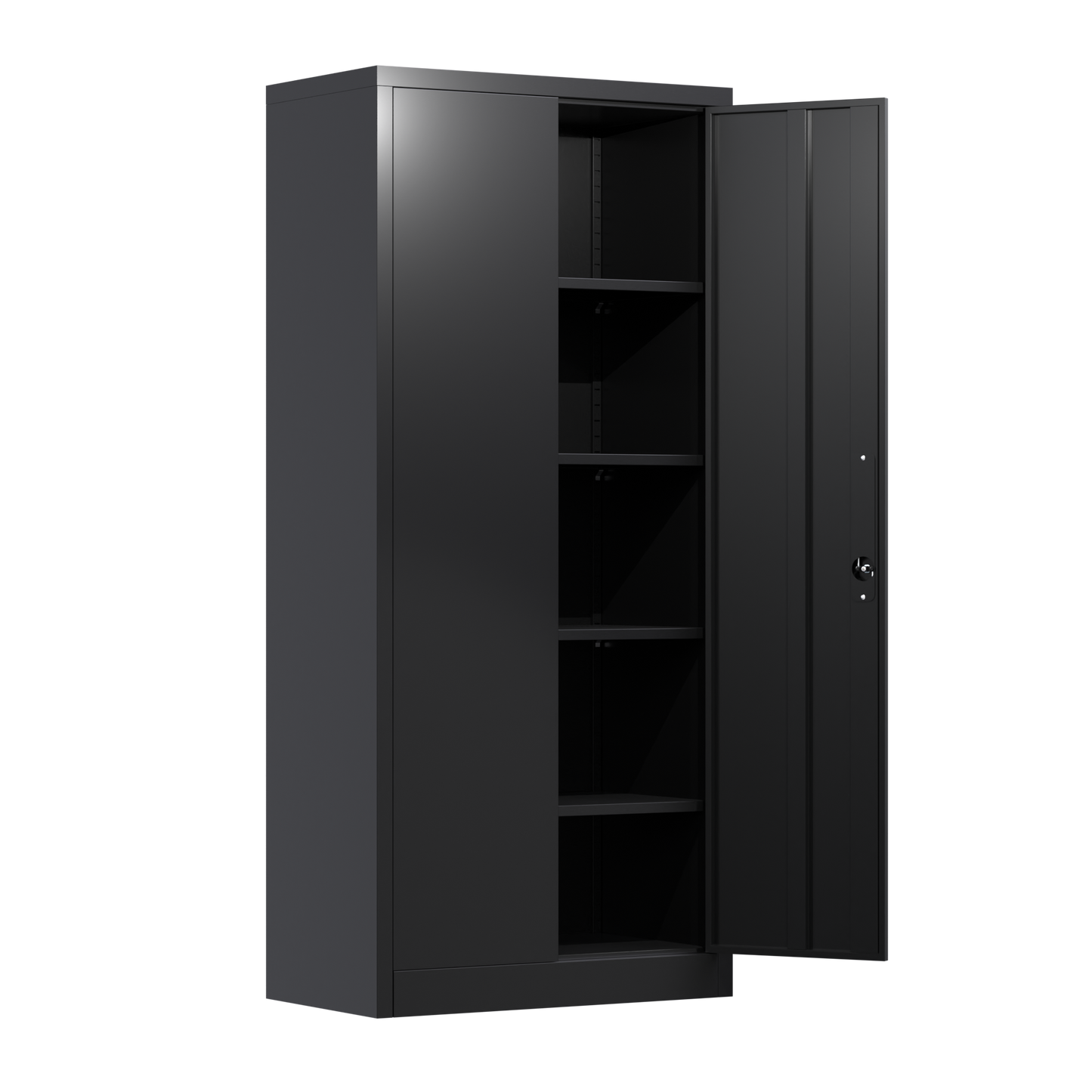 Metal Garage Storage Cabinet with 2 Doors and 4 Adjustable Shelves, Steel Lockable File Cabinet Tool Cabinets Black