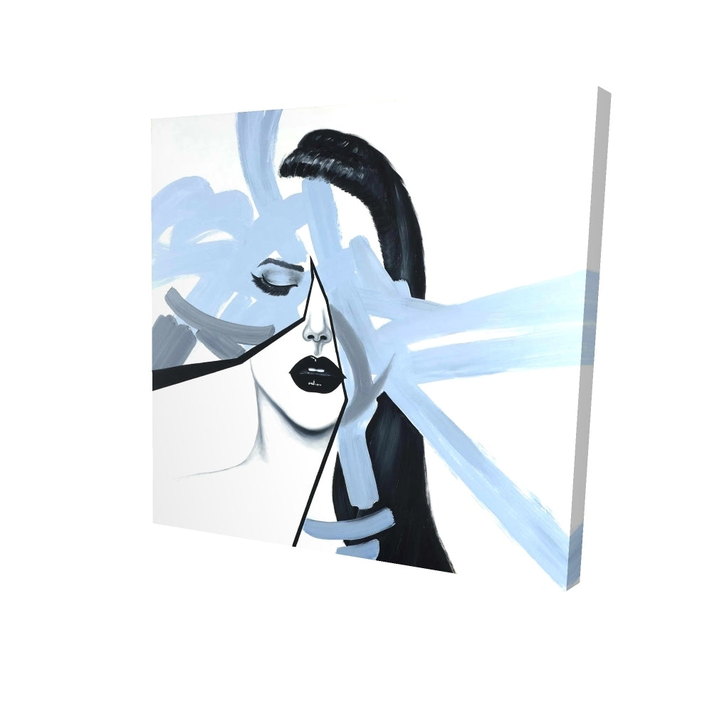 Abstract blue woman portrait - 08x08 Print on canvas