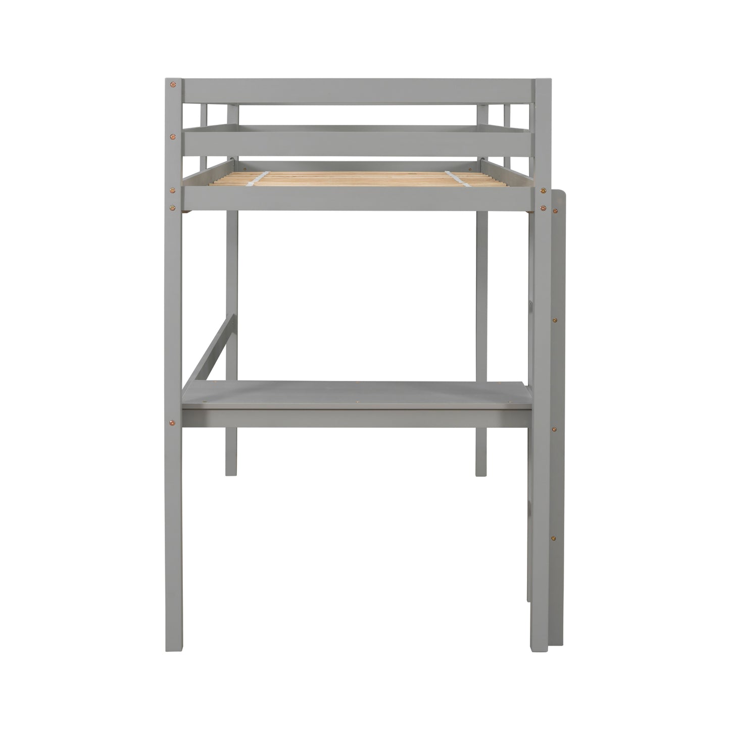 Twin Loft Bed with  built-in desk,Grey