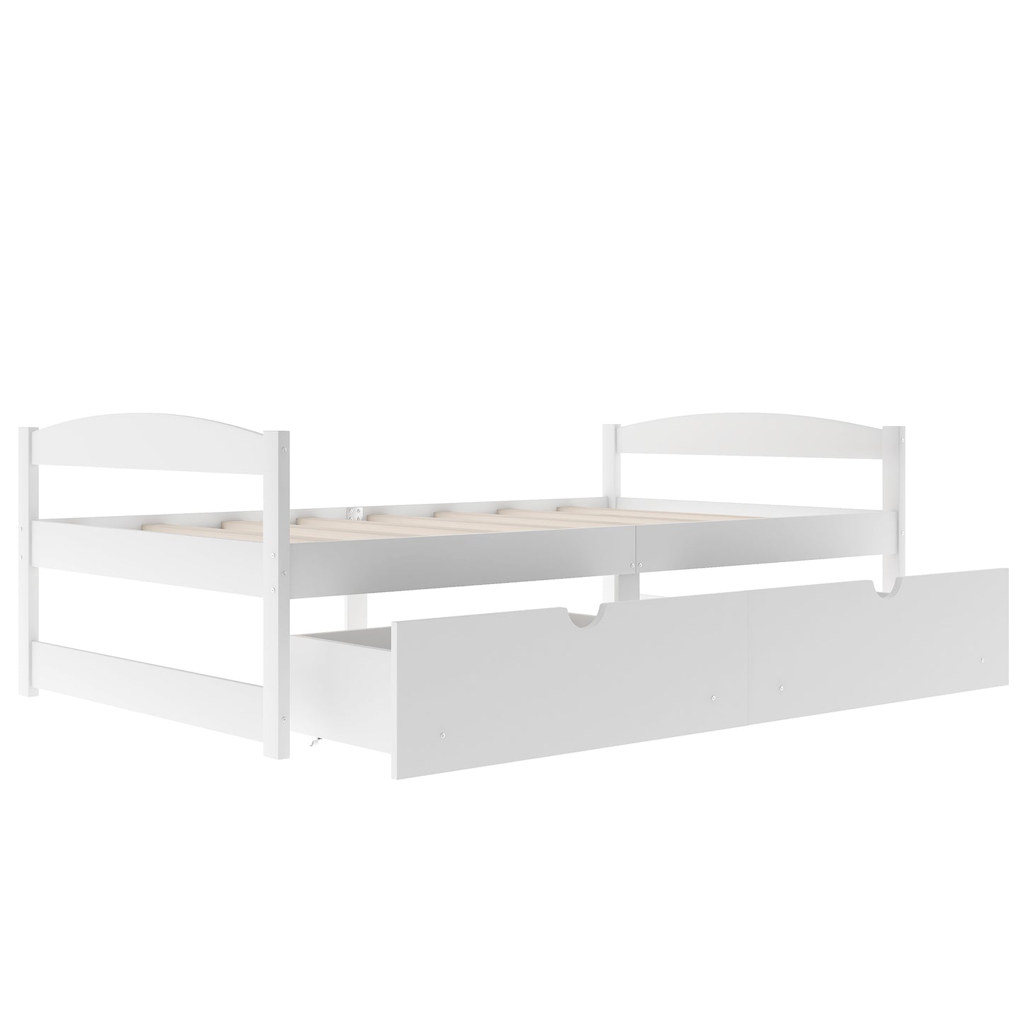 Twin size platform bed, with two drawers, white（New）