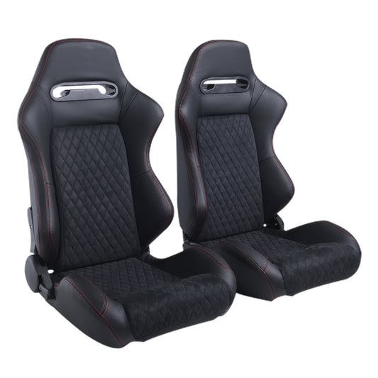 RACING SEAT HIGH QUALITY PVC WITH SUADE MATERIAL DOUBLE SLIDER  2PCS