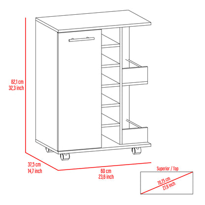 Bartlet 2-Shelf 6-Bottle Bar Cart with Division Light Oak