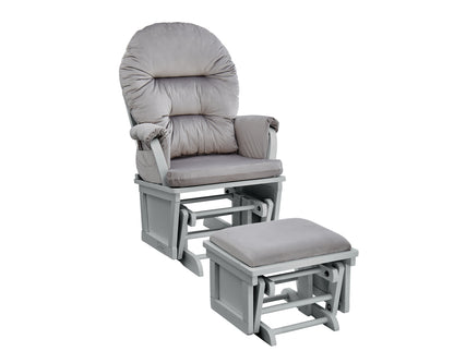 Madison Glider and Ottoman Gray Wood and Light Gray Fabric