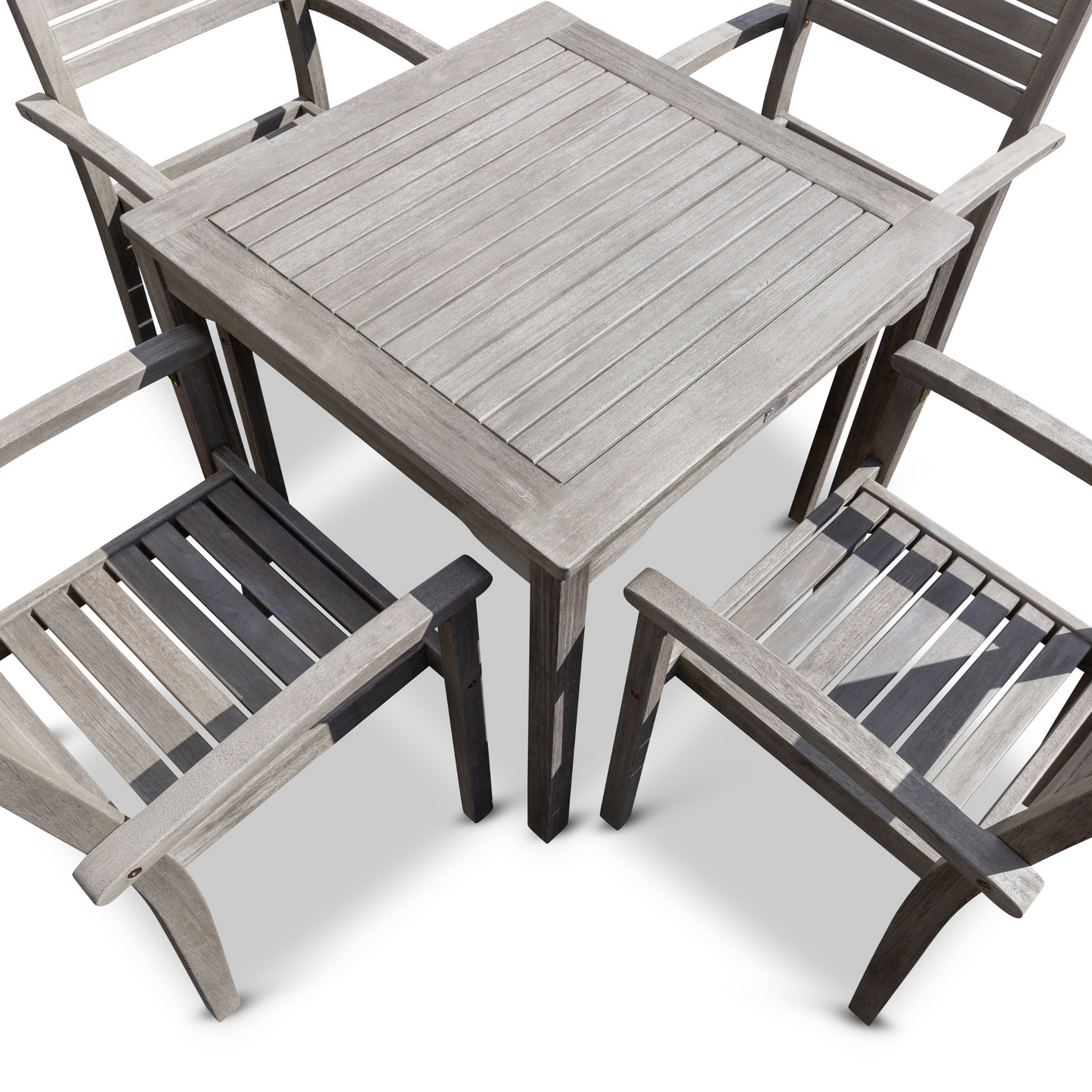 5-Piece Eucalyptus Dining Set, Driftwood Gray Finish