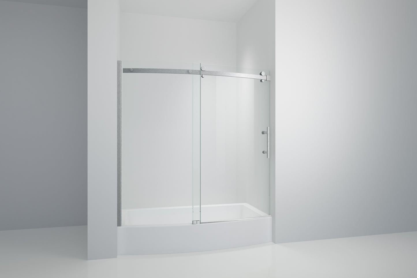 TRUSTMADE Frameless Curved Bathtub Shower Doors 60" Width x 58" Height with 1/3"(8mm) Clear Tempered Glass Finish, K07N-1