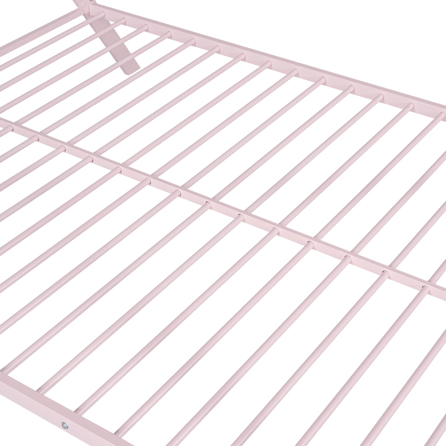 House Bed Tent Bed Frame Full Size Metal Floor Play House Bed with Slat for Kids Girls Boys , No Box Spring Needed Pink