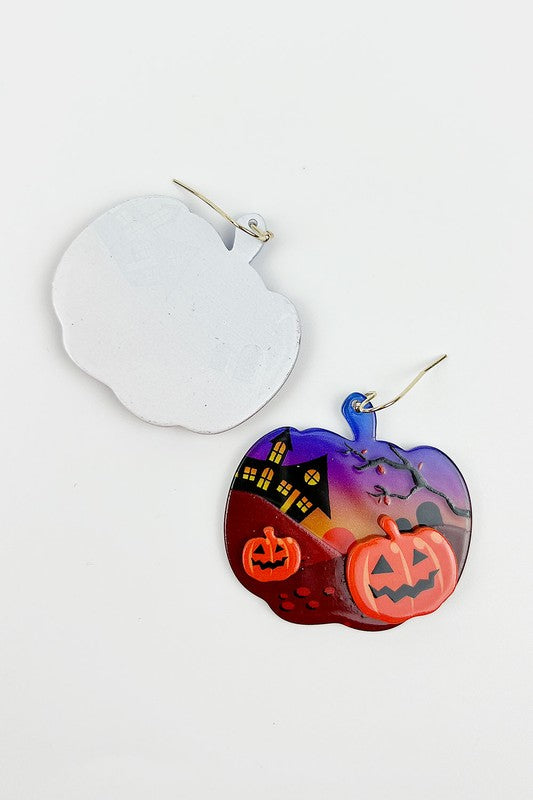 PUMPKIN ACRYLIC HOOK EARRINGS