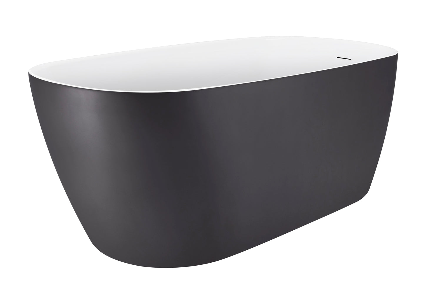 59" 100% Acrylic Freestanding Bathtub，Contemporary Soaking Tub，white inside and gray outside