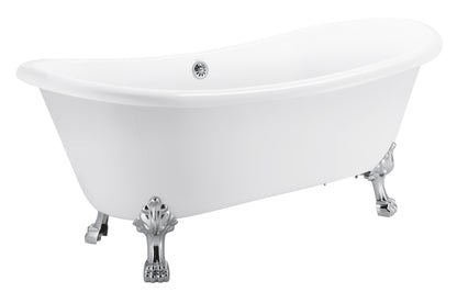 67" 100% Acrylic Freestanding Bathtub，Contemporary Soaking Tub，white bathtub