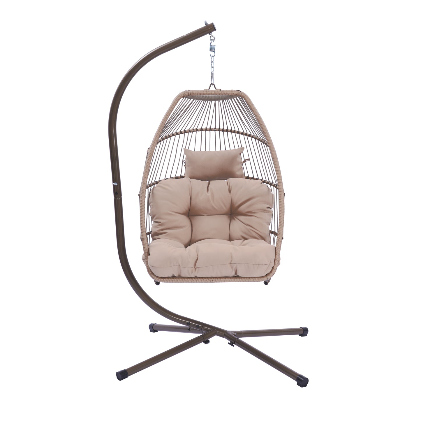 Outdoor Patio Wicker Folding Hanging Chair,Rattan Swing Hammock Egg Chair With Cushion And Pillow