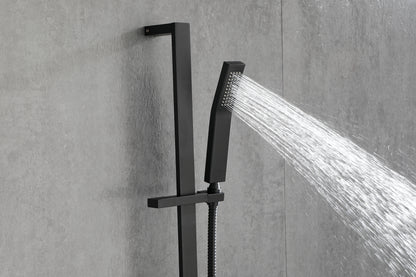 Shower System Square Bathroom Luxury Rain Mixer Shower Combo Set Pressure Balanced Shower System with Shower Head, Hand Shower, Slide Bar, Shower Arm, Hose, and Valve Trim