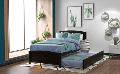 Twin size Platform Bed with Trundle, Espresso