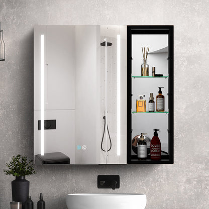 30x30 Inch Bathroom Medicine Cabinets Surface Mounted Cabinets With Lighted Mirror Left Defogging, Small Cabinet No Door