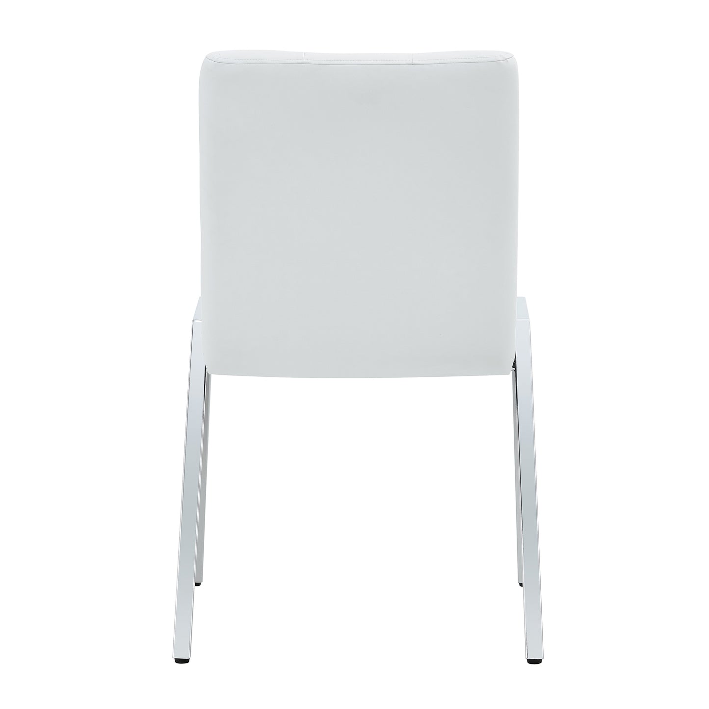 Grid shaped armless high back dining chair,2-piece set, office chair. Applicable to dining room, living room, kitchen and office.White  Chair and Electroplated metal leg