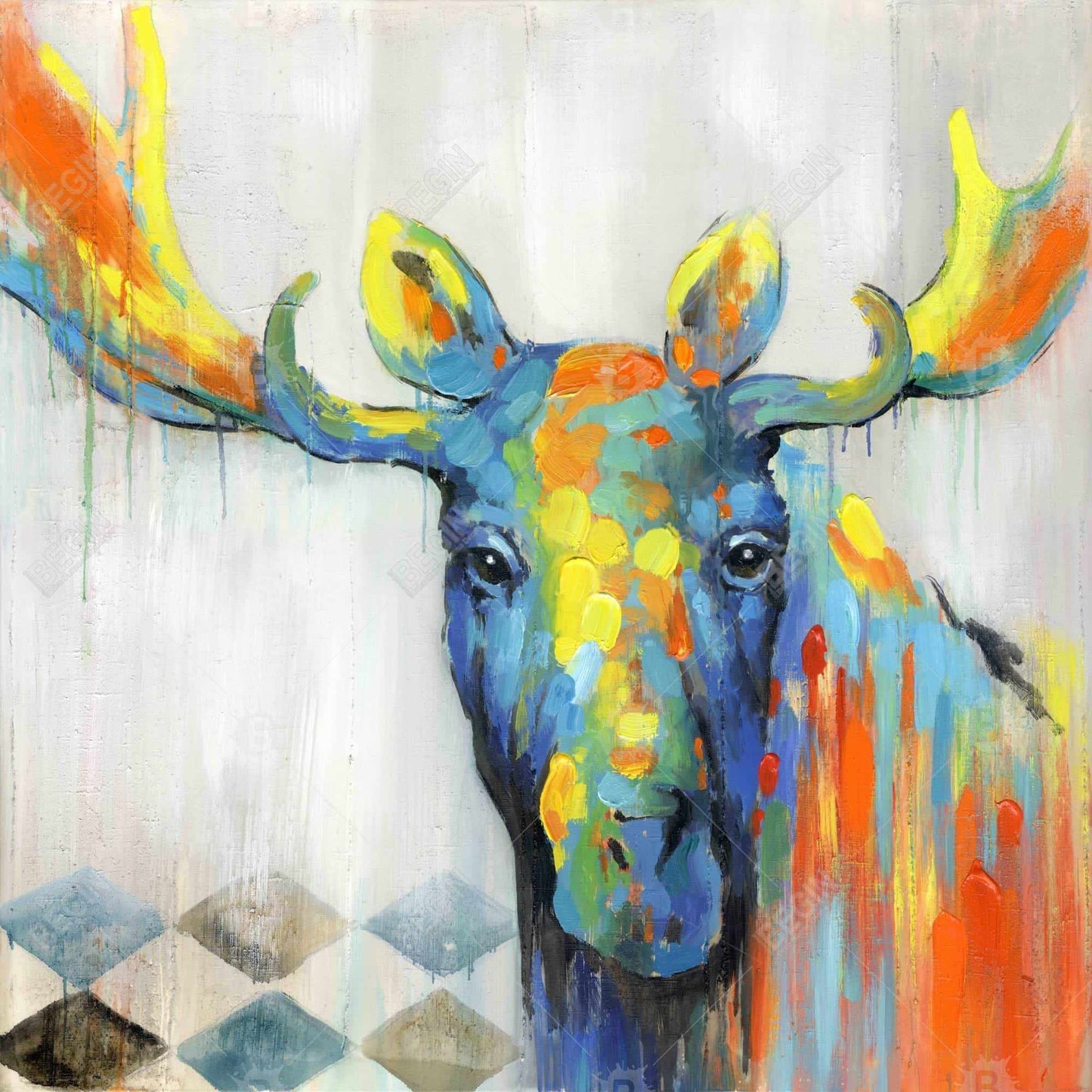 Colorful abstract moose - 08x08 Print on canvas