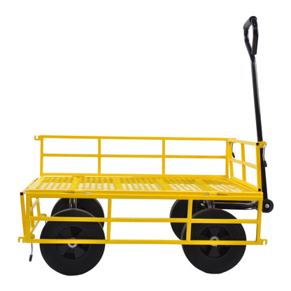 Tools cart Wagon Cart Garden cart trucks make it easier to transport firewood （Yellow colour）