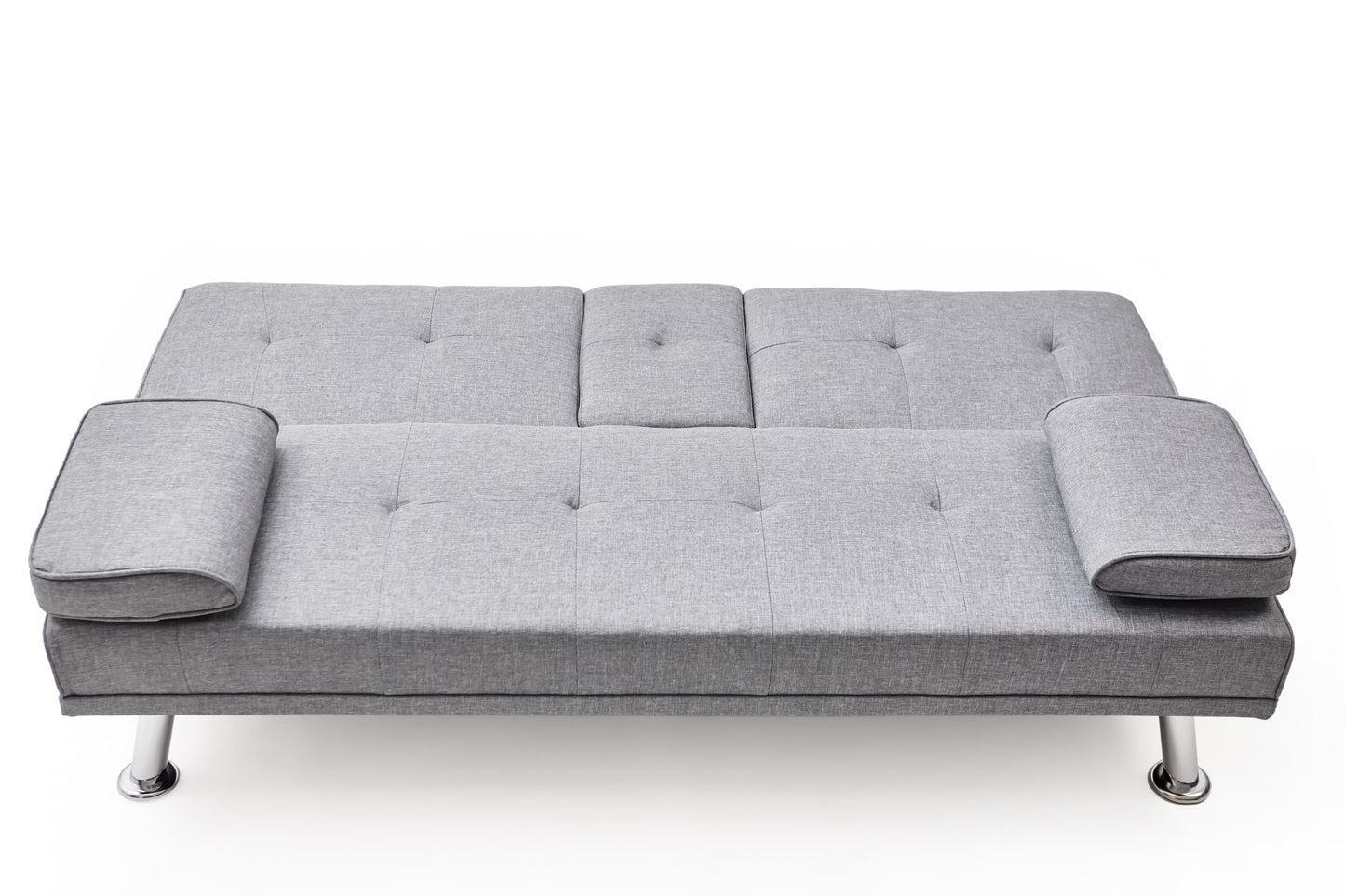 Gray Fabric Leather Multifunctional Double Folding Sofa Bed for Office with Coffee Table