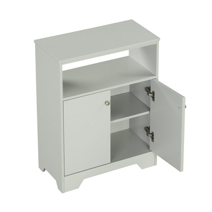 Grey Bathroom Storage Cabinet with Adjustable Shelves, Freestanding Floor Cabinet for Home Kitchen, Easy to Assemble