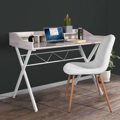 43.3" Computer Desk With 3 Open Cubbies - Beige & WHITE