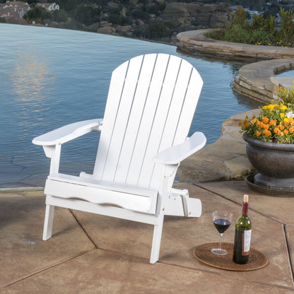 Milan Outdoor Acacia Folding White  Adirondack Chair