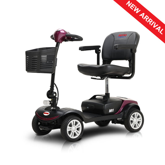 Four wheels Compact Travel Mobility Scooter with 300W Motor for Adult-300lbs, PLUM