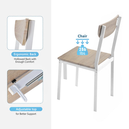 TOPMAX 5-piece Modern Metal Dining Set with 1 Drop Leaf Dining Table and 4 chairs Home Kitchen Furniture Dinette Set (Oak Finish)