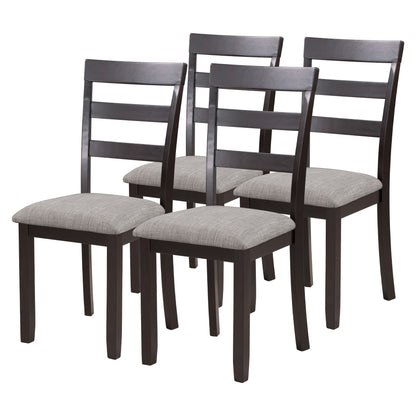 TREXM 6-Piece Kitchen Simple Wooden Dining Table and Chair with Bench, Fabric Cushion (Espresso)