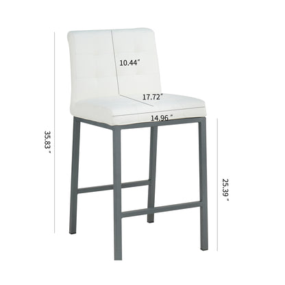 Cheap Modern Design High Counter Stool metal legs Kitchen Restaurant white pu Bar Chair(set of 2)