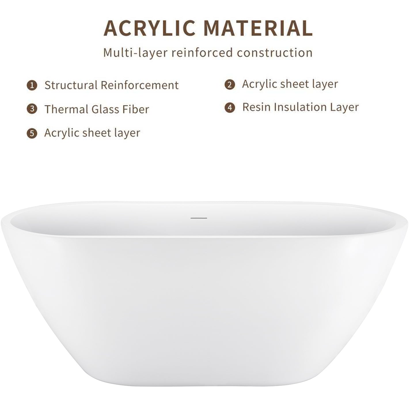 70" 100% Acrylic Freestanding Bathtub，Contemporary Soaking Tub，white Bathtub